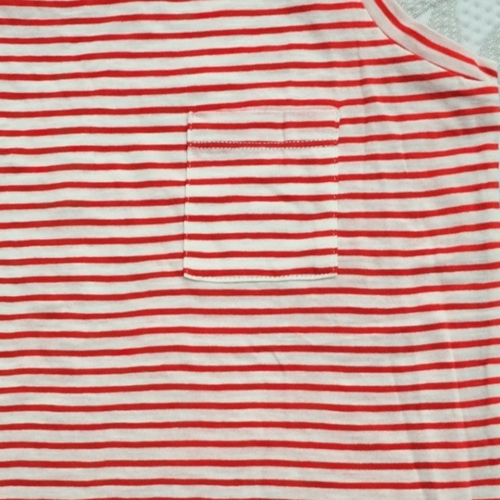 Madewell Womens Ripe Persimmon Striped Pocket Tank Top Red White XXS K7951 NWT - Picture 3 of 7
